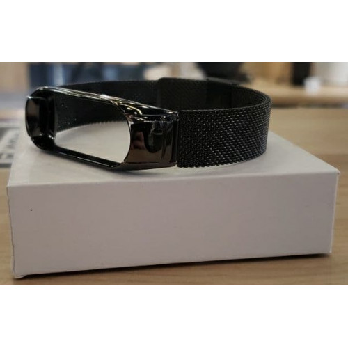 Металевий ремінець Xiaomi Mi Band 3 (дрібне плетіння) Dark Silver