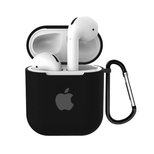 Чохол Silicone Case для AirPods with Apple Logo (Black)