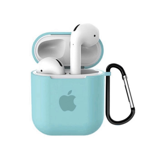 Чехол Silicone Case для AirPods with Apple Logo (Sky Blue)