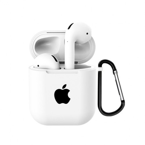 Чохол Silicone Case для AirPods with Apple Logo (White)