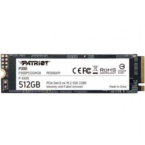 Твердотельный накопитель SSD Patriot M.2 NVMe PCIe 3.0 x4 512GB 2280 P300 (P300P512GM28)