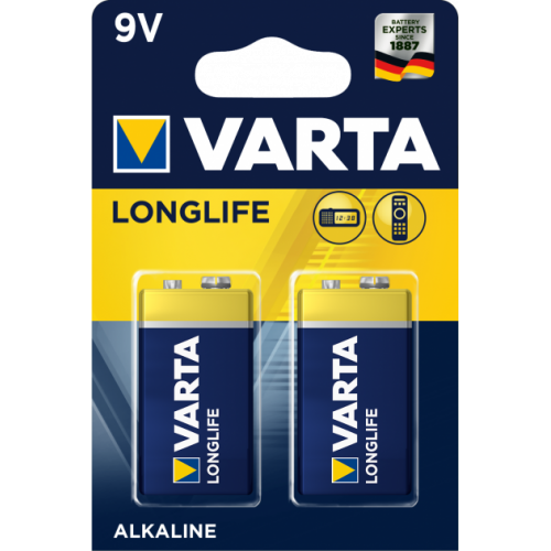 Батарейка VARTA LONGLIFE 6LR61 BLI 2 ALKALINE (04122101412)