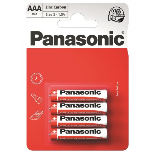 Батарейка Panasonic RED ZINK R03 BLI 4 ZINK-CARBON (R03REL/4BP)