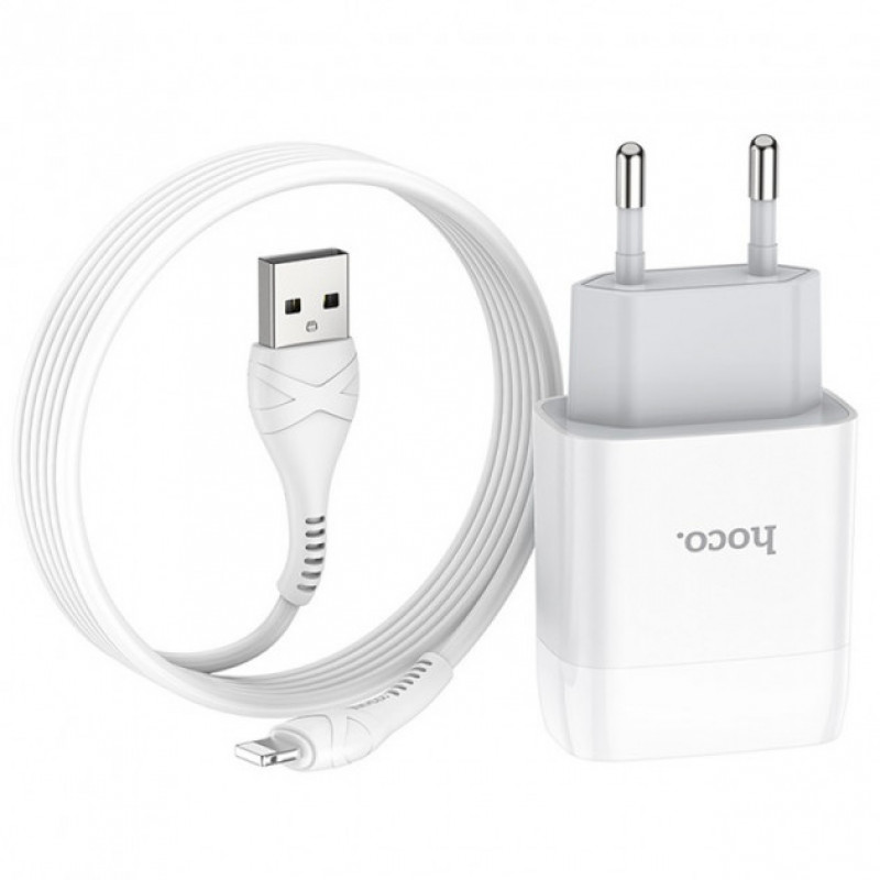 СЗУ Hoco C73A (2USB/2.4A) + lightning White