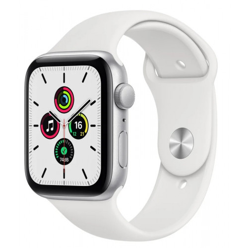 Apple Watch SE GPS 44mm Silver Aluminum Case w. White Sport B. (MYDQ2)
