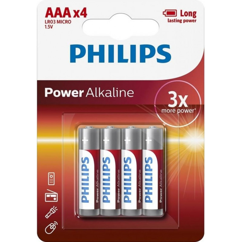Батарейка Philips Power Alkaline AAA BLI 4