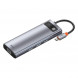HUB Baseus Metal Gleam Series 9-in-1 (3xUSB3.0+4KHD+TF+SD+Type-C PD+VGA+RJ45) Gray