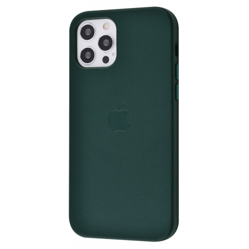 Кожаный чехол Apple Leather Case Forest Green с MagSafe (1:1) для iPhone 12/12 Pro