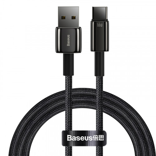 Кабель Baseus Tungsten Gold Fast Charging Type-C 66W (2m) Black (CATWJ-C01)