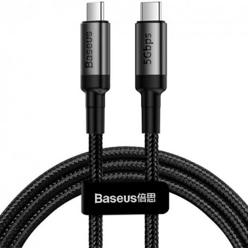 Кабель Baseus Cafule Type-C to Type-C Cable PD 2.0 60W 1M Gray/Black (CATKLF-GG1)