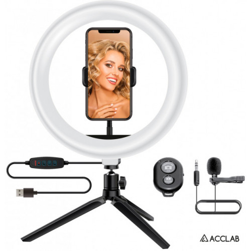 Кольцевая USB LED-лампа ACCLAB Ring of Light + микрофон и Bluetooth управление 
