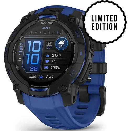 Смарт-часы Garmin Instinct 3 45 mm AMOLED Black with Blue Band (010-02936-03)