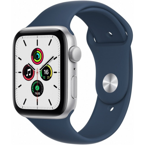Apple Watch SE GPS 44mm Silver Aluminum Case w. Abyss Blue S. Band (MKQ43)