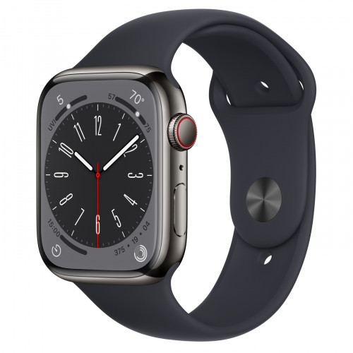 Apple Watch Series 8 GPS + Cellular 45mm Midnight Aluminum Case w. Midnight Sport Band (MNK43)