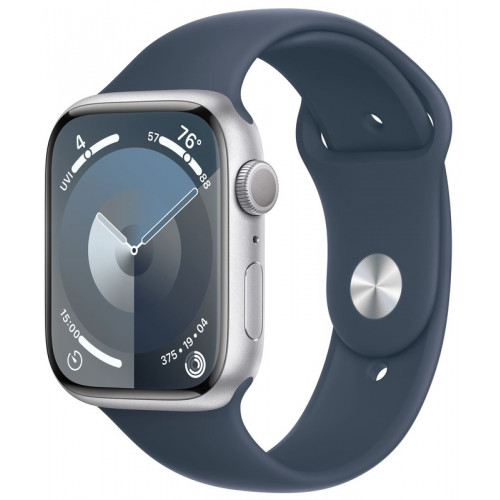 Apple Watch Series 9 GPS + Cellular 41mm Silver Aluminium Case with Blue Sport Band M/L (MRHW3)