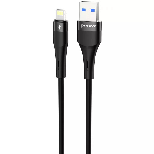 Кабель Proove Light Silicone Plus USB to Lightning 2.4A 1m Black (CCLS12001101)