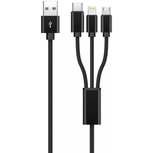 Кабель Proove Triple Connection 3in1 3A AM / MicroB/Type-C/Lightning 1.2m Black (CCTC20001501)
