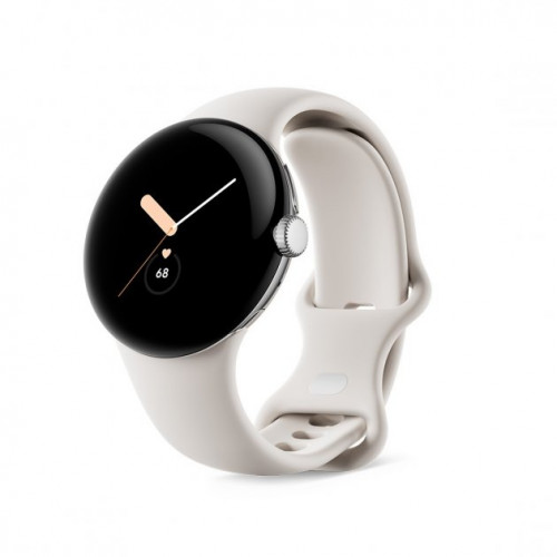Google Pixel Watch Wi-Fi + LTE Polished Silver Stainless Steel case with Chalk Active band