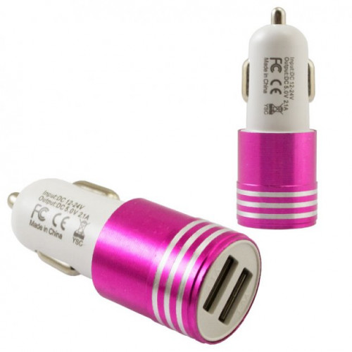 АЗУ 2*USB  2А Pink