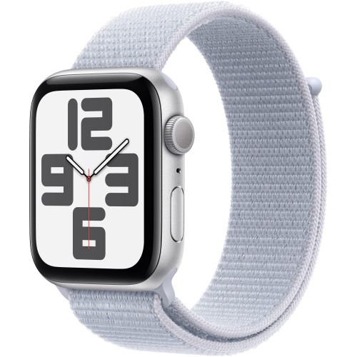 Apple Watch SE (2024) GPS 44mm Silver Aluminium Case w. Blue Cloud Sport Loop (MXET3)