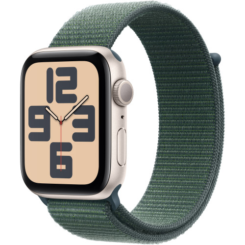 Apple Watch SE (2024) GPS 44mm Starlight Aluminium Case w. Lake Green Sport Loop (MXEW3)