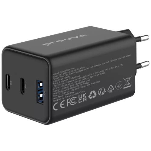 СЗУ Pocket GaN 65W (2Type-C + USB) Black (WCPG65121201)