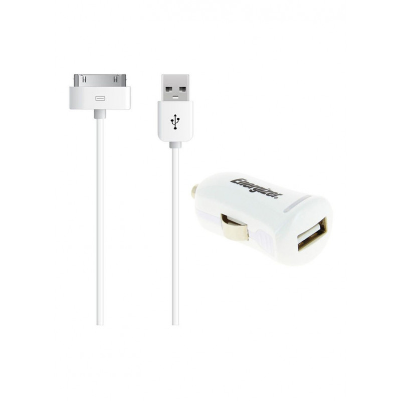 Energizer АЗУ USB + кабель 30 pin для Apple iPhone/iPad 2.1A белая (DC1UHIP2)