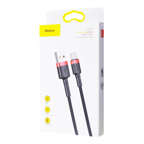Кабель Baseus Cafule Cable USB for Type-C 3A (1M) Red / Black (CATKLF-B91)