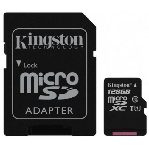 Карта памяти Kingston 128GB microSDXC card C10 UHS-I  Select 100R + adapter (SDCS2/128GB)